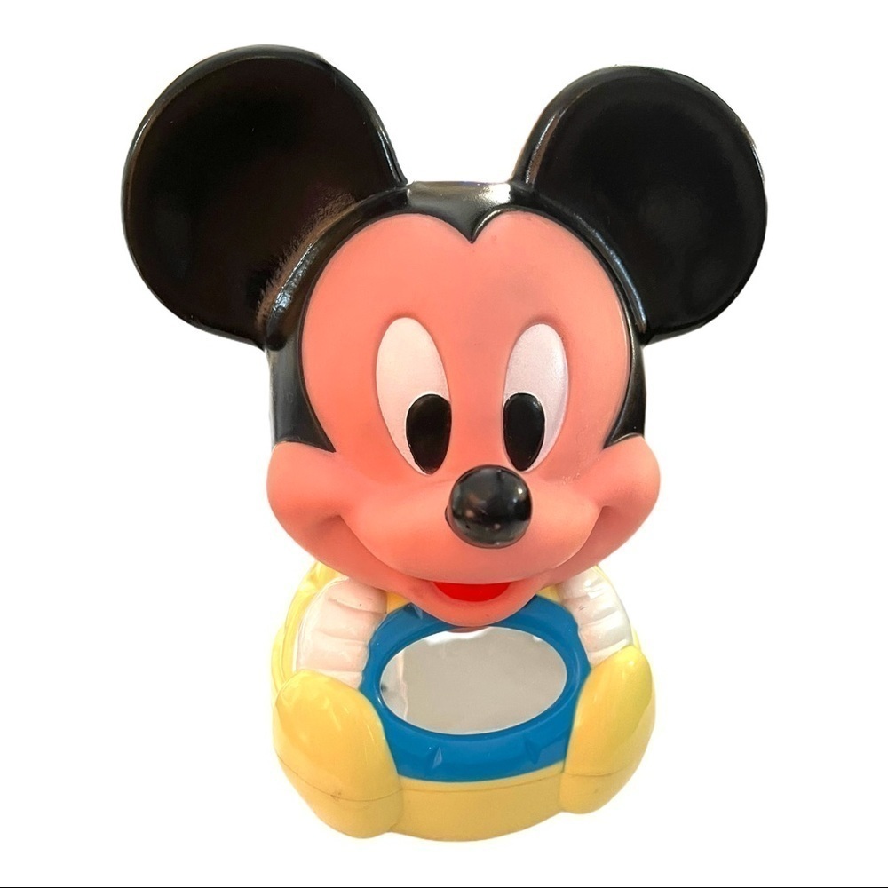 1980s Vintage Mickey Mouse Disney Yellow Roly-Poly Musical Toy